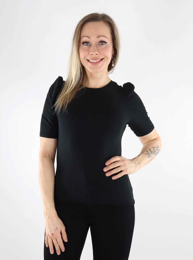 Only naisten t-paita Live love 2/4 puff musta - Naisten T-paidat - 135221 - 1