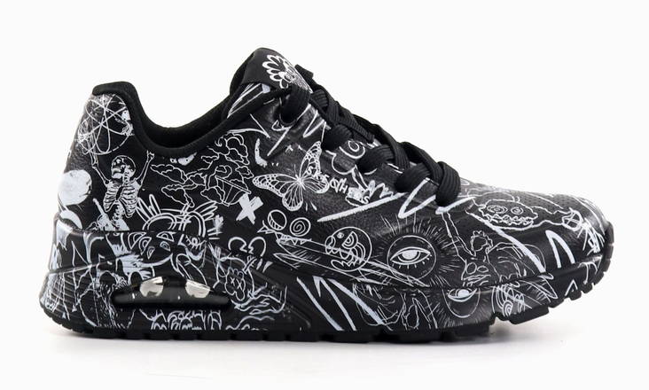 Skechers naisten tennarit 177972/BKW UNO - PROCESS SKETCH musta - Skechers tennarit - 135841 - 1