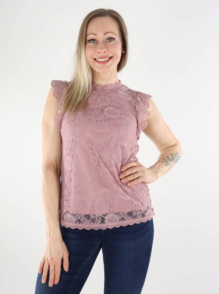 Pieces naisten pitsitoppi Olline lace woodrose - Naisten juhlatopit - 135691 - 1