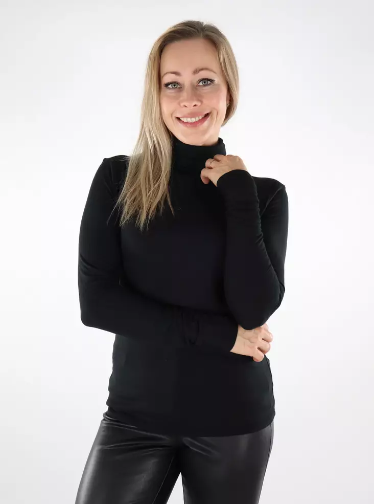 JDY naisten poolopaita Suma Rollneck musta - Naisten pitkähihaiset paidat - 136991 - 1