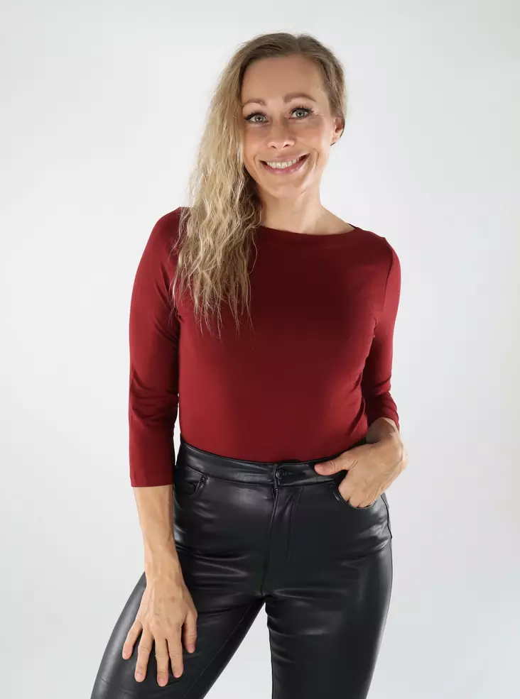 Vero Moda naisten paita Panda Modal 3/4 tummanpunainen - Naisten pitkähihaiset paidat - 139001 - 1