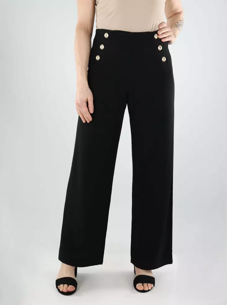 Only naisten joustavat housut Tilda 6-button pants musta/kulta - Byxor för damer - 140361 - 1
