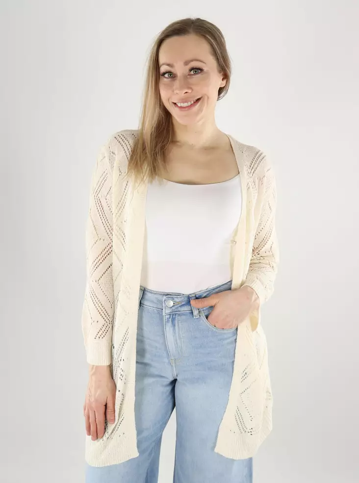 Only naisten neuletakki Pamela Open Cardigan 7/8 luonnonvalkoinen - Naisten neuleet - 140421 - 1