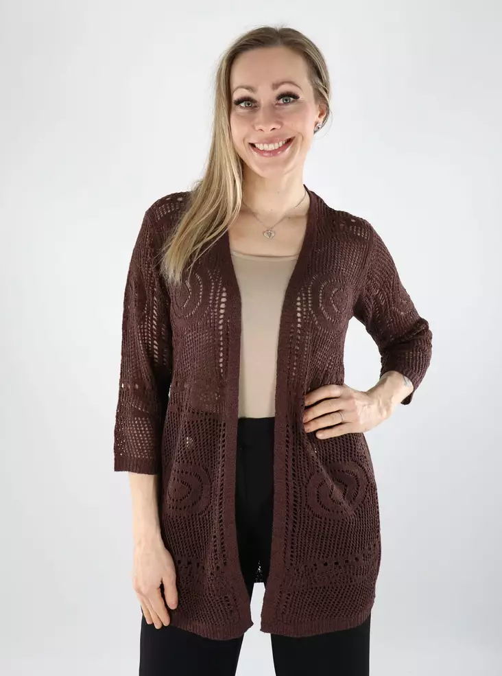 JDY naisten kimono/neuletakki Kofi 3/4 ruskea - Naisten neuleet - 140671 - 1