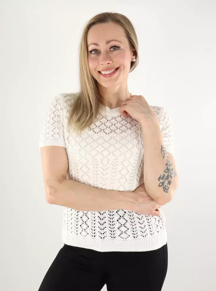 Only stickad t-shirt för damer O-hals cloud dancer - T-shirts för damer - 138041 - 1