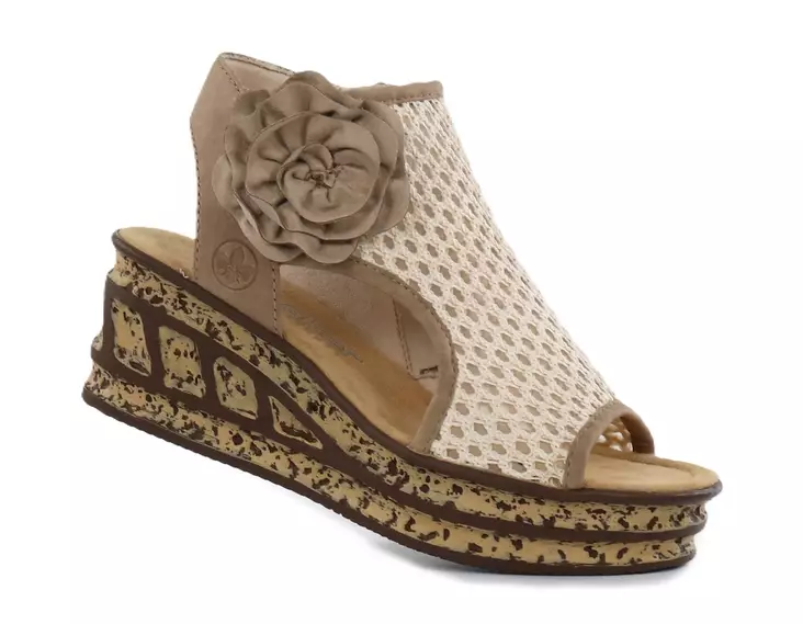 Rieker damsandaler med kil 68180-60 beige - Rieker sandals - 140891 - 1