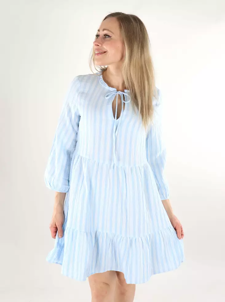 Vero Moda mekko/tunika Nanna 3/4 vaaleansininen/valkoinen - Mekot ja tunikat - 138561 - 1