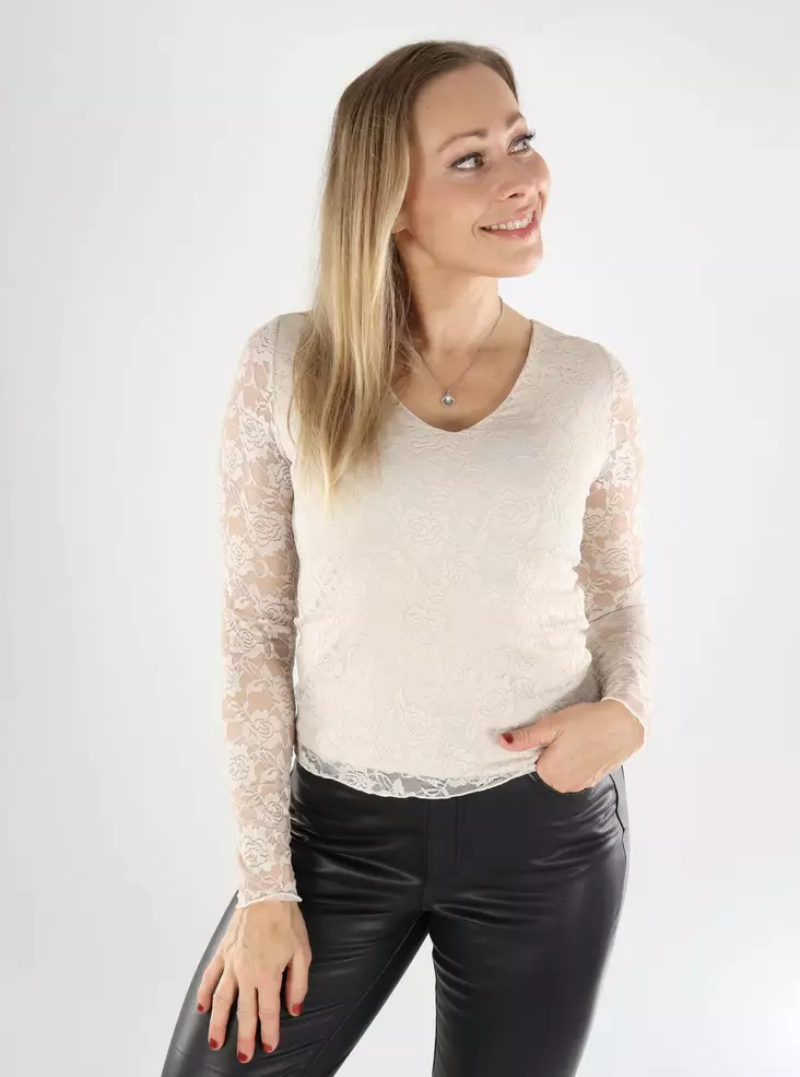 Vero Moda naisten paita Iben V-Neck beige - Naisten pitkähihaiset paidat - 139321 - 1