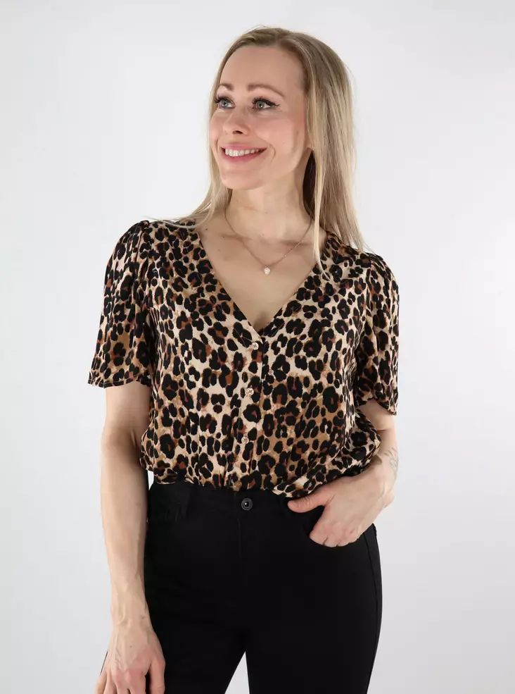 Vero Moda dam t-shirt V-ringad tiger eye / leo - T-shirts för damer - 137681 - 1