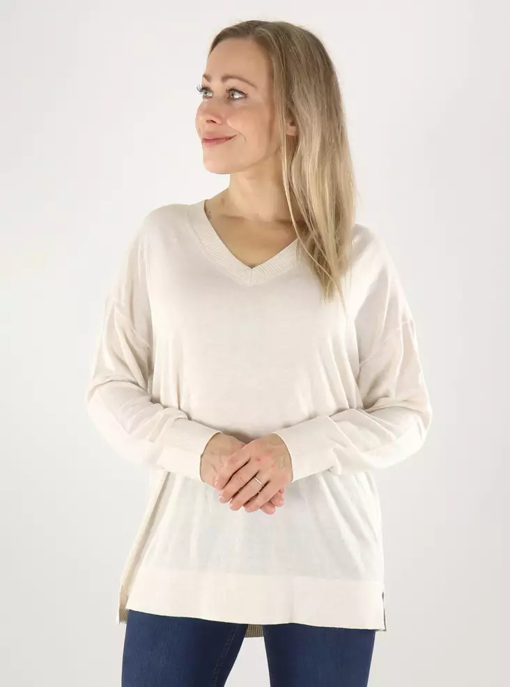 Vila naisten neule Claudie v-neck beige - Naisten neuleet - 141811 - 1