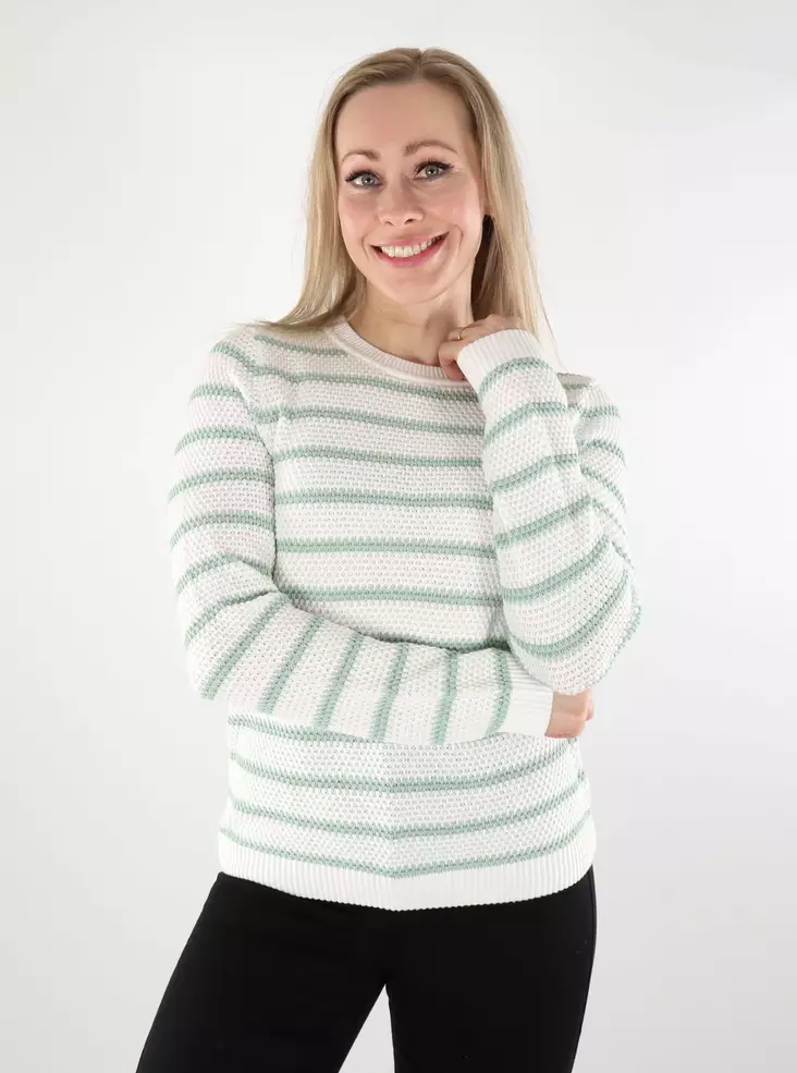 Vila naisten raidallinen neule Dalo Stripe valkoinen / vihreä - Naisten neuleet - 137721 - 1