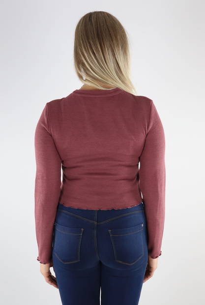 Only naisten cropattu Paita Kitty l/s cropped rose brown - Naisten pitkähihaiset paidat - 131572 - 2