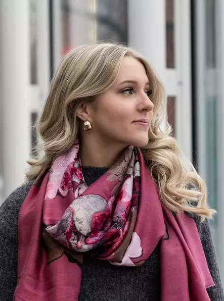 Veniz Huivi 62694 kukkakuvioitu pinkki - Naisten huivit - 140352 - 1