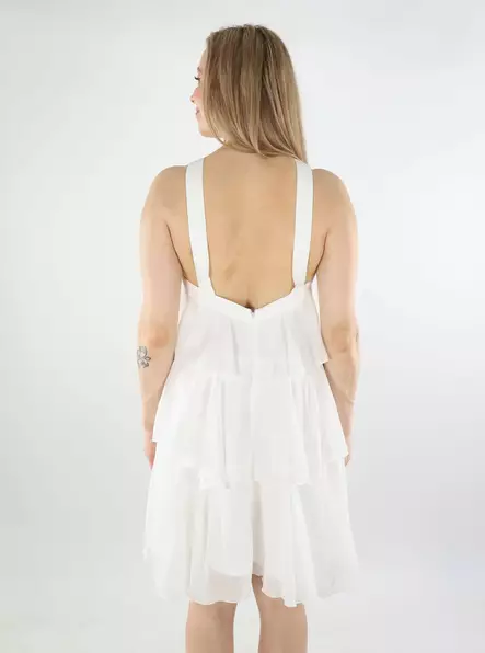 Vero Moda frillahelmainen mekko Felicia Ruffle Short valkoinen - Mekot ja tunikat - 138212 - 2