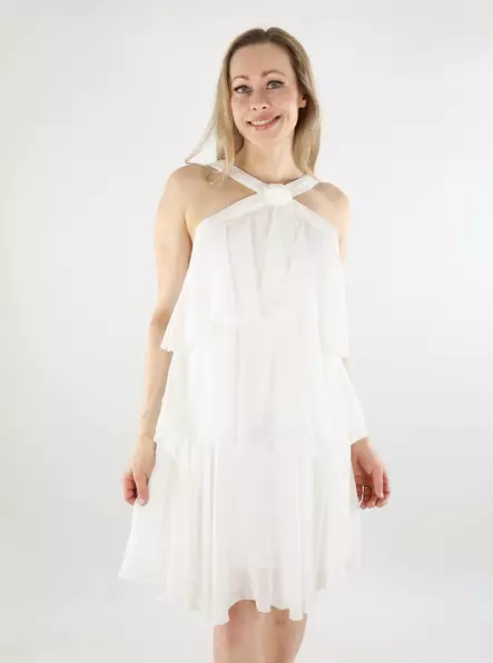 Vero Moda frillahelmainen mekko Felicia Ruffle Short valkoinen - Mekot ja tunikat - 138212 - 1