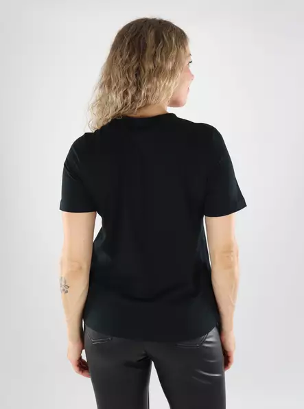 Vero Moda naisten luomupuuvillainen t-paita Paulina musta/hopea - Naisten T-paidat - 139502 - 2