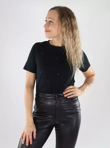 Vero Moda naisten luomupuuvillainen t-paita Paulina musta/hopea - Naisten T-paidat - 139502 - 1