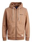 Jack & Jones miesten vetoketjuhuppari Tons hood, tumman sininen, ruskea - Miesten hupparit - 129052 - 2