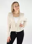 Pieces naisten luomupuuvillainen paita Sastina V-Neck beige - Naisten pitkähihaiset paidat - 138722 - 1