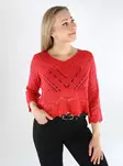 JDY kort tröja för kvinnor JDYNEW SUN 3/4 mars röd - Stickat för damer - 138532 - 1
