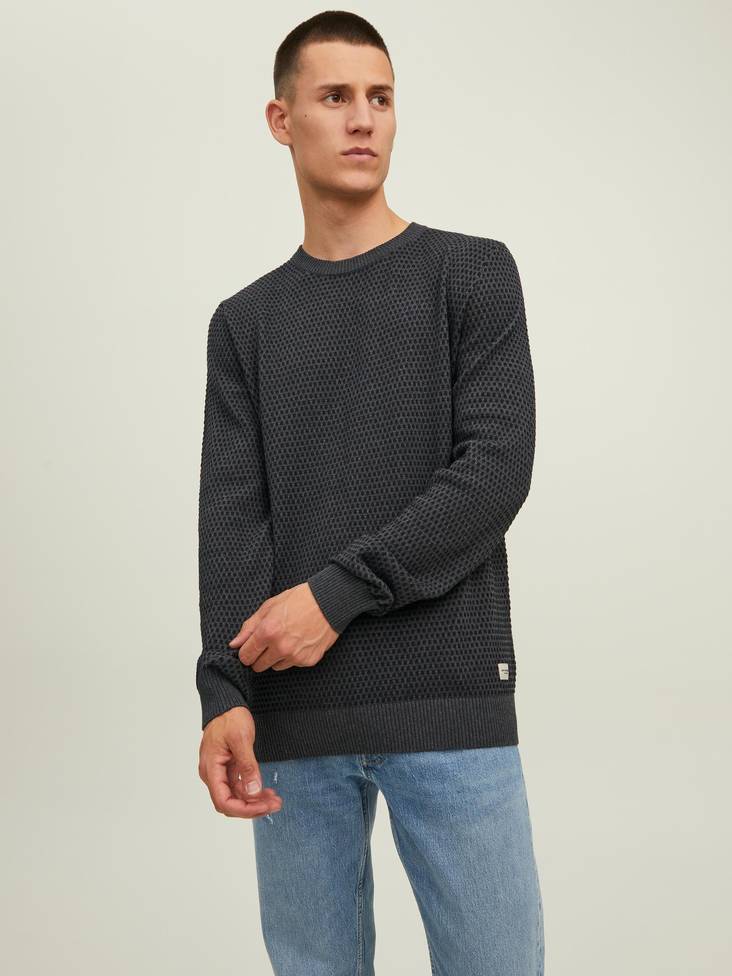 Jack & Jones Atlas herrtröja mörkgrå melerad - Stickat för herrar - 135012 - 1
