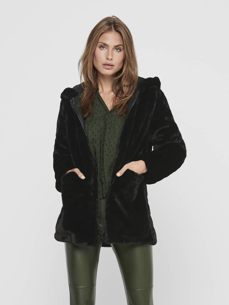 Only naisten keinoturkistakki Malou faux fur musta - Naisten kevyet takit - 129632 - 1