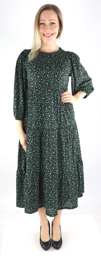 Only Klänning Pella 3/4, svart/liten grön - Klänningar och tunikor - 132082 - 1