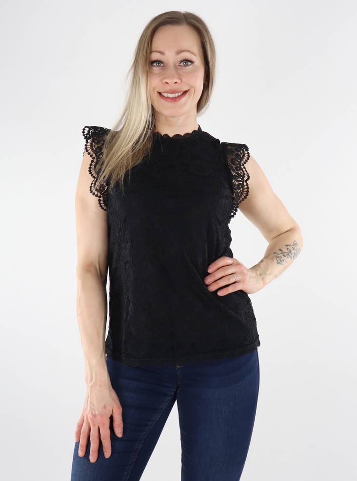 Pieces naisten pitsitoppi Olline lace musta - Naisten juhlatopit - 135692 - 1