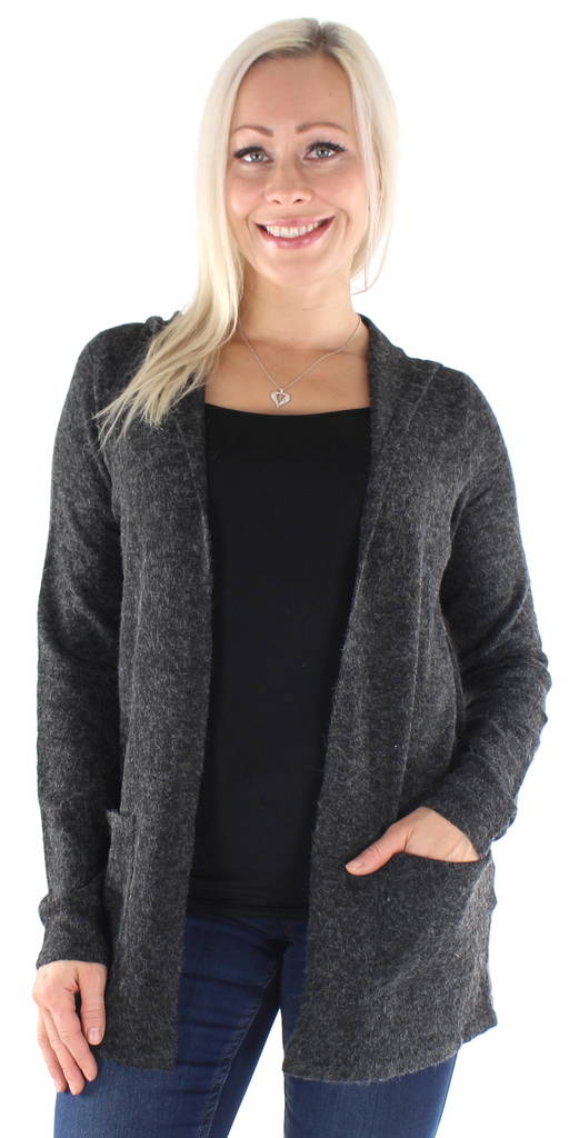 Vero Moda naisten avoin neuletakki huppu Doffy hood musta - Naisten neuleet - 129232 - 1
