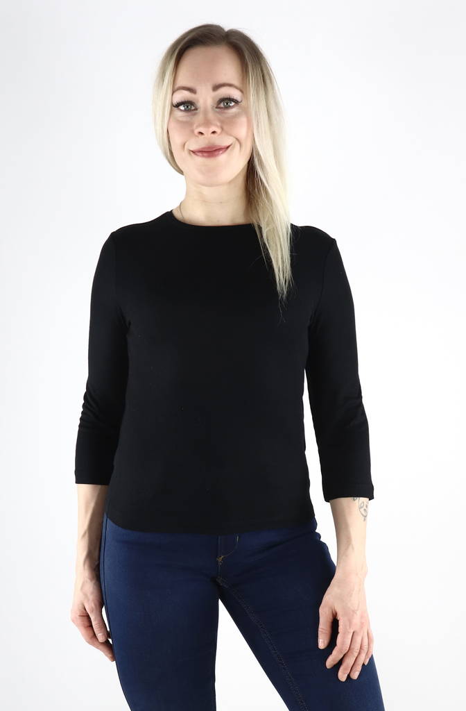 Vero Moda naisten ribbipaita Serena 3/4 sleeve musta - Naisten pitkähihaiset paidat - 129952 - 1