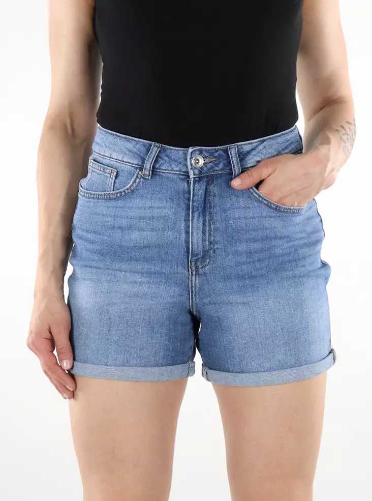 Only dam elastiska jeansshorts ljusblå - Shorts och capribyxor för damer - 136322 - 1
