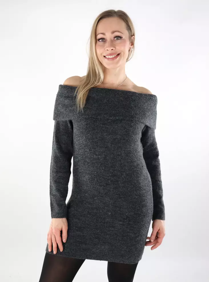 JJXX off shoulder-mallinen neulemekko Evi tummanharmaa - Naisten neuleet - 137452 - 1