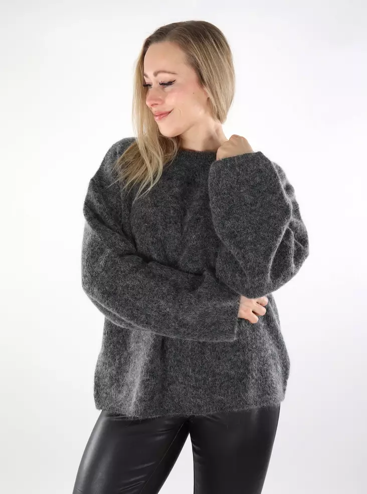JJXX dam mohair tröja Crew Neck mörkgrå - Stickat för damer - 137492 - 1