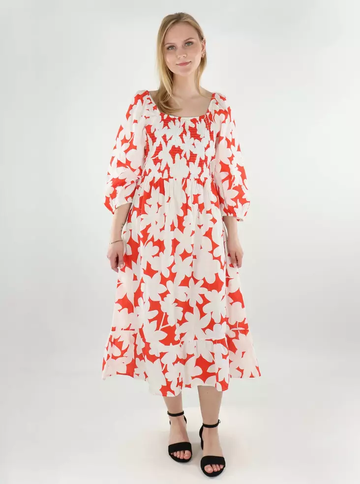 Vero Moda kukkakuviollinen mekko Dicthe Square punainen/valkoinen - Mekot ja tunikat - 138462 - 1
