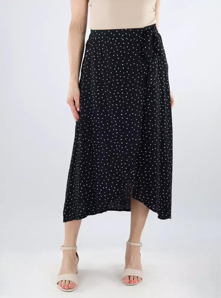 Pieces pilkullinen kietaisuhame Tala Wrap musta/pilkkukuosi - Hameet - 138472 - 1