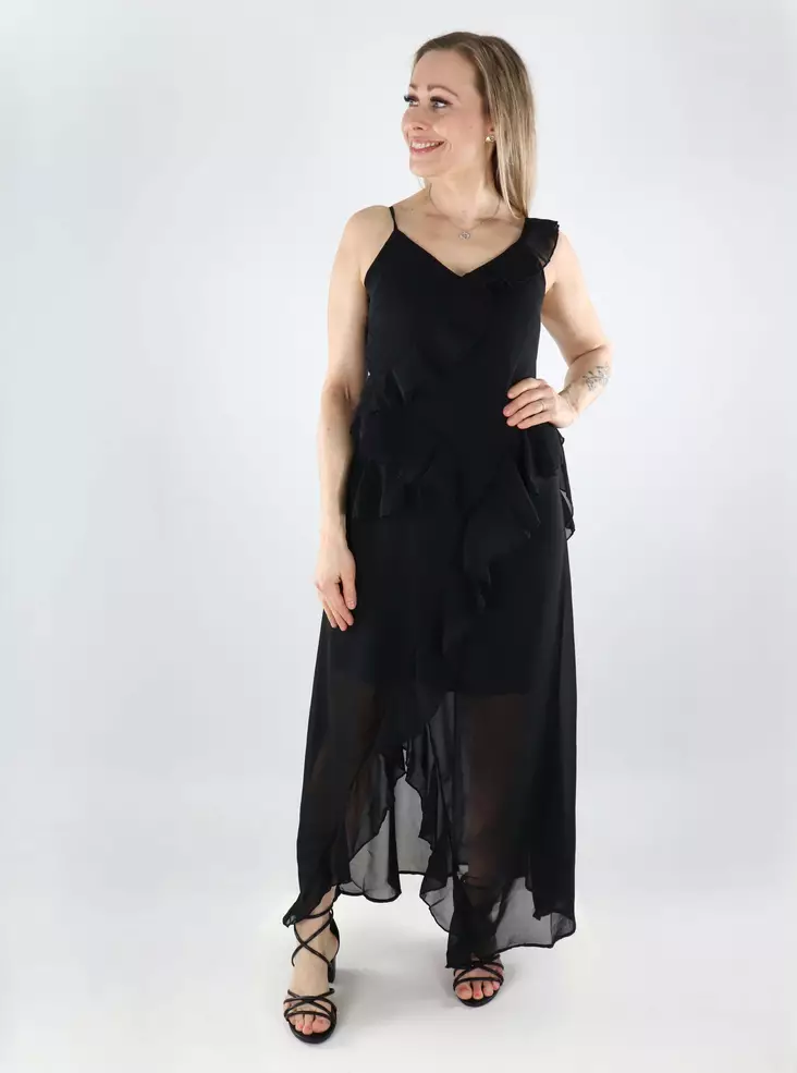 JDY frillahelmainen mekko Elvira Maxi musta - Mekot ja tunikat - 140562 - 1