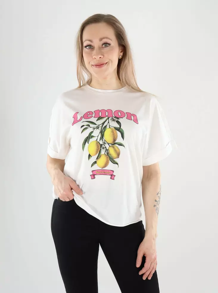 Only t-shirt cloud dancer/lemon - T-shirts för damer - 140822 - 1