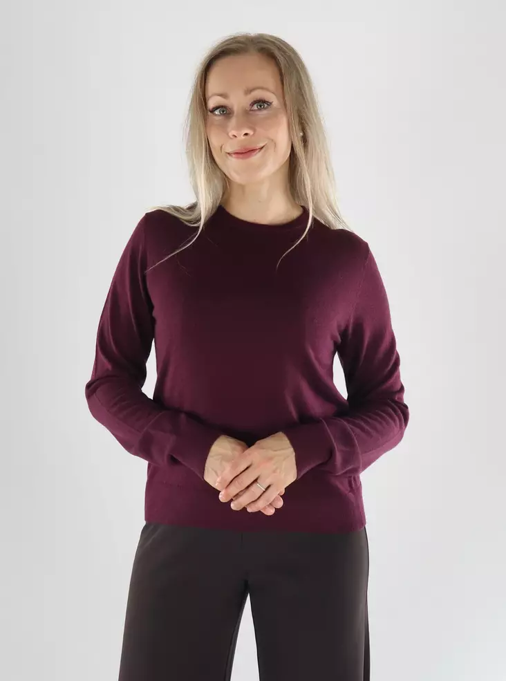 Aware by Vero Moda Tröja LS O-NECK WOOL catawba grape - Stickat för damer - 141472 - 1