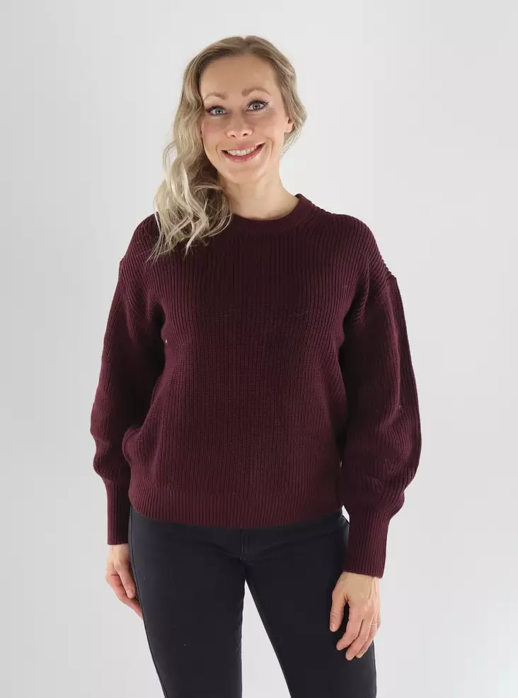 JJXX naisten puuvillainen neule Mila twist viininpunainen - Stickat för damer - 141582 - 1