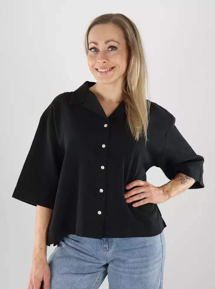 JJXX naisten vohvelikankainen t-paita Global waffle musta - T-shirts för damer - 141102 - 1