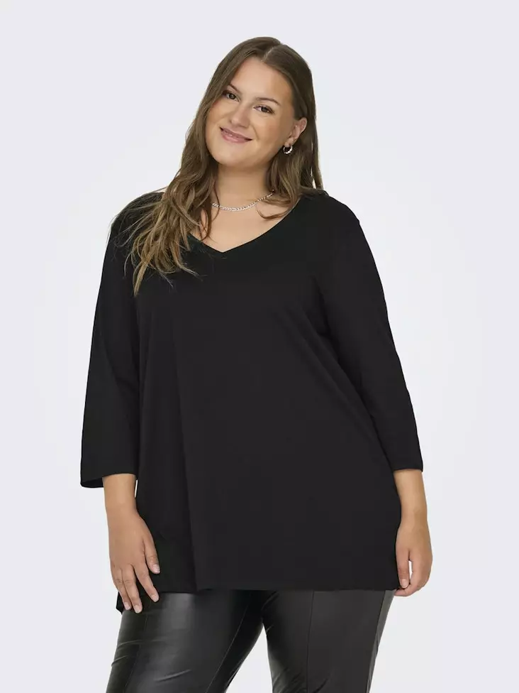 Only Carmakoma pluskoon paita Bonnie A-Shape 3/4 musta - Naisten pitkähihaiset paidat - 136572 - 1