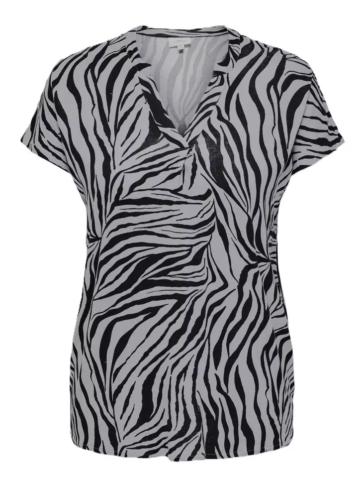 Only Carmakoma pluskoon seeprakuviollinen t-paita Fyrla V-Neck harmaa/musta - Naisten T-paidat - 137922 - 1
