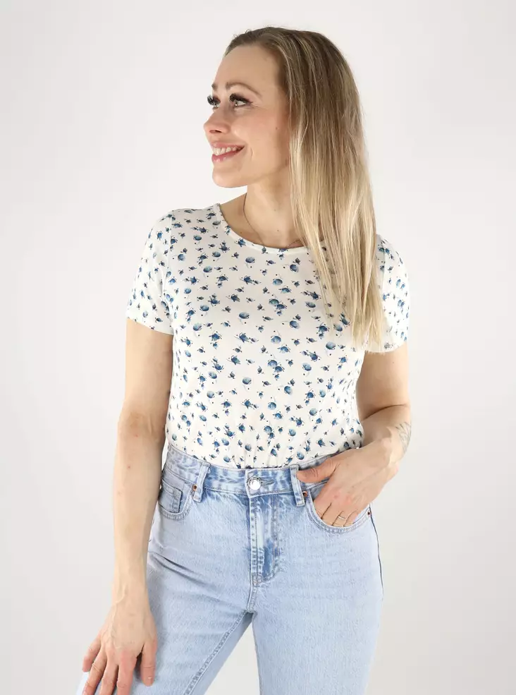 Only naisten t-paita Bera Back Lace valkoinen/sininen - T-shirts för damer - 140672 - 1