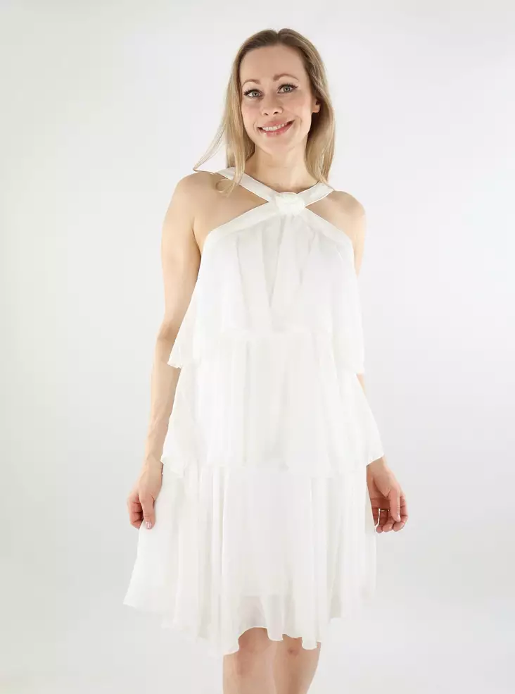 Vero Moda frillahelmainen mekko Felicia Ruffle Short valkoinen - Mekot ja tunikat - 138212 - 1