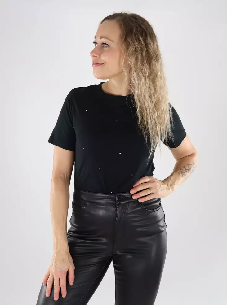 Vero Moda naisten luomupuuvillainen t-paita Paulina musta/hopea - Naisten T-paidat - 139502 - 1