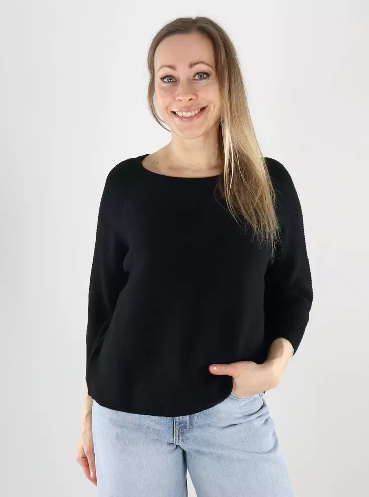 Vero Moda naisten puuvillaneule New Nora 3/4 Boatneck musta - Naisten neuleet - 140132 - 1