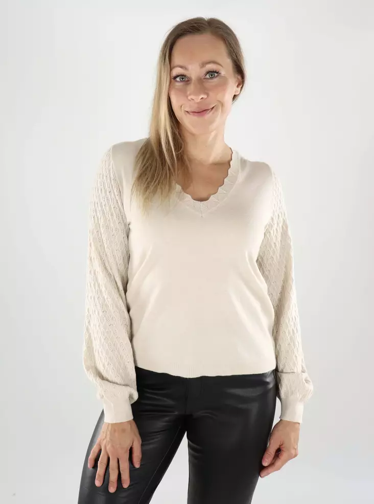 Vila naisten neule Emi V-Neck luonnonvalkoinen - Naisten neuleet - 139122 - 1