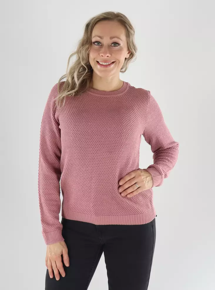 Vila naisten puuvillainen neule Dalo o-neck vanha roosa - Stickat för damer - 141552 - 1