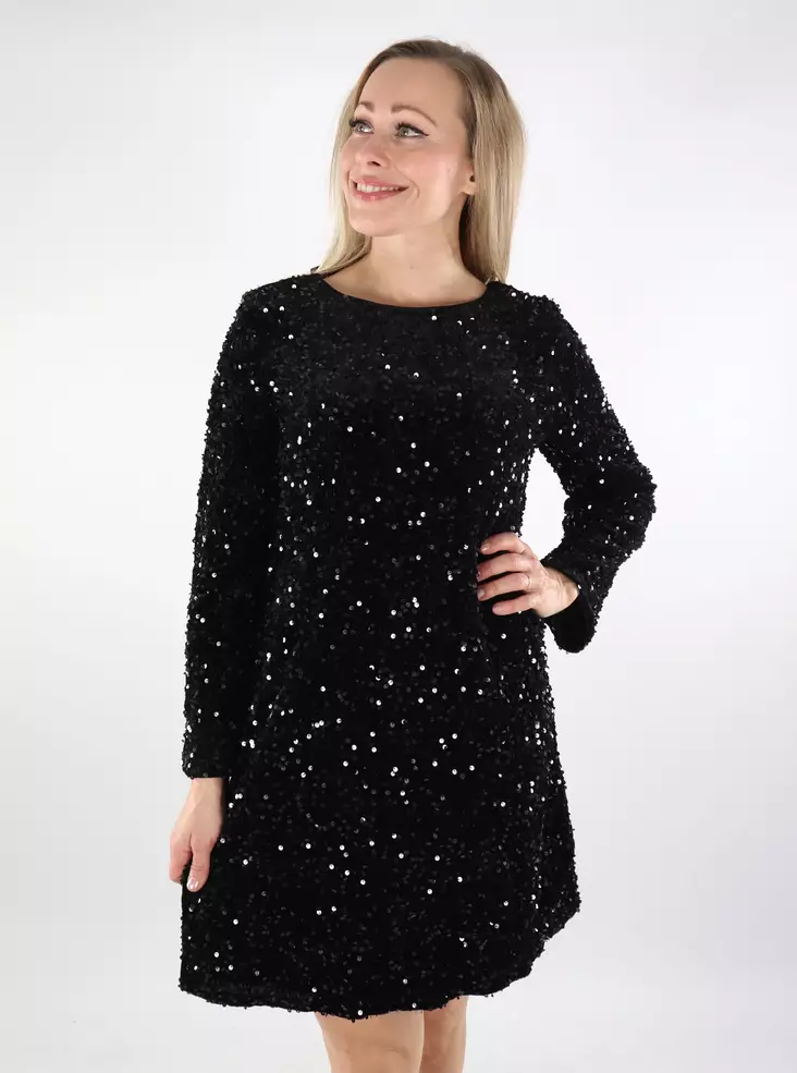 Vila paljettimekko Aria O-Neck Open Back musta - Mekot ja tunikat - 137192 - 1