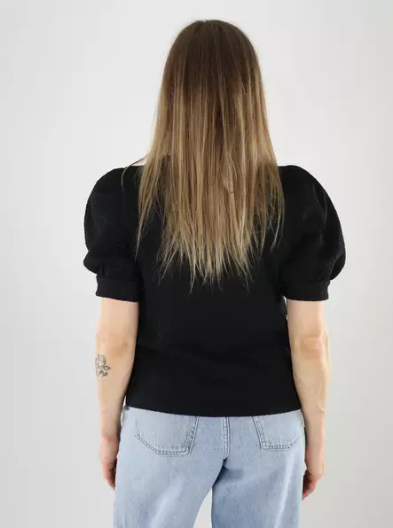 Pieces naisten t-paita Jamal 2/4 O-Neck musta - Naisten T-paidat - 140143 - 2